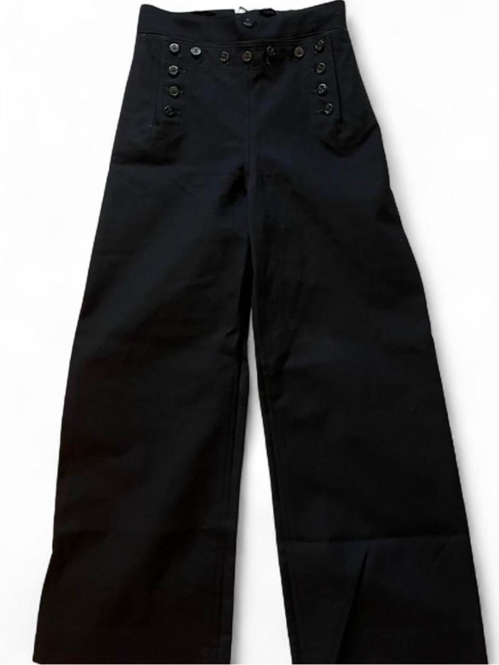 Vintage 60s Wide Leg, High Rise Wool Pants 24x30, Crackerjack US Navy Sailor